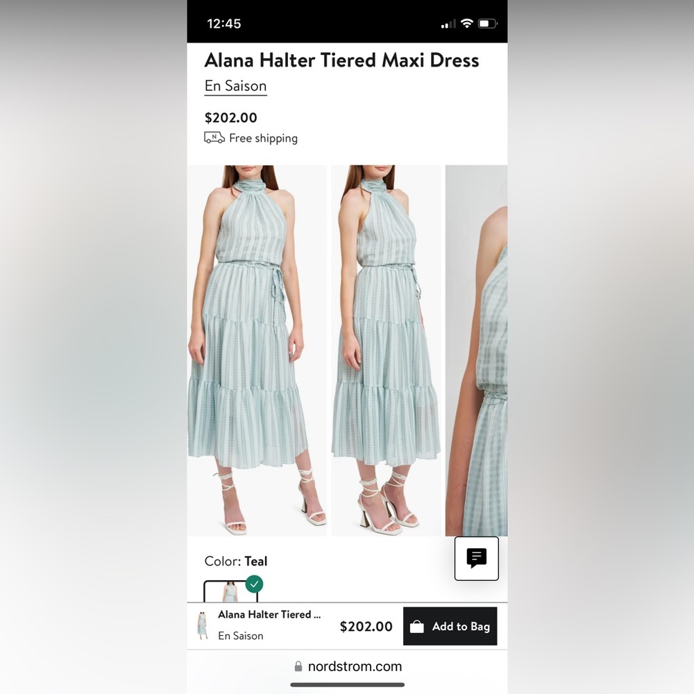En Saison Teal Halter Maxi Dress